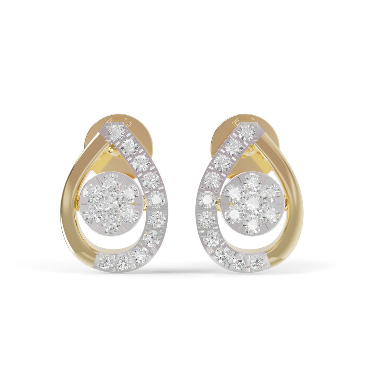 Guru Jewel's  Luminous Open-Work Pear-Shaped Frame Featuring a Sparkling Round Cluster Earrings for Her