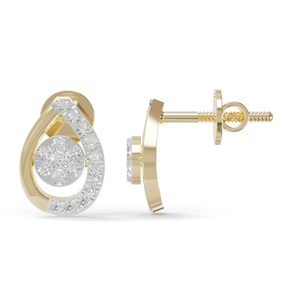 Guru Jewel's  Luminous Open-Work Pear-Shaped Frame Featuring a Sparkling Round Cluster Earrings for Her