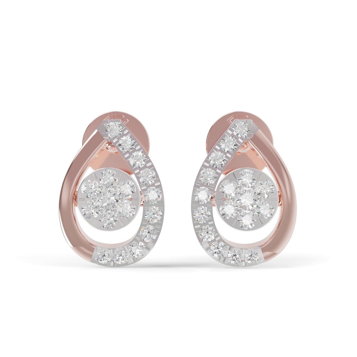 Guru Jewel's  Luminous Open-Work Pear-Shaped Frame Featuring a Sparkling Round Cluster Earrings for Her