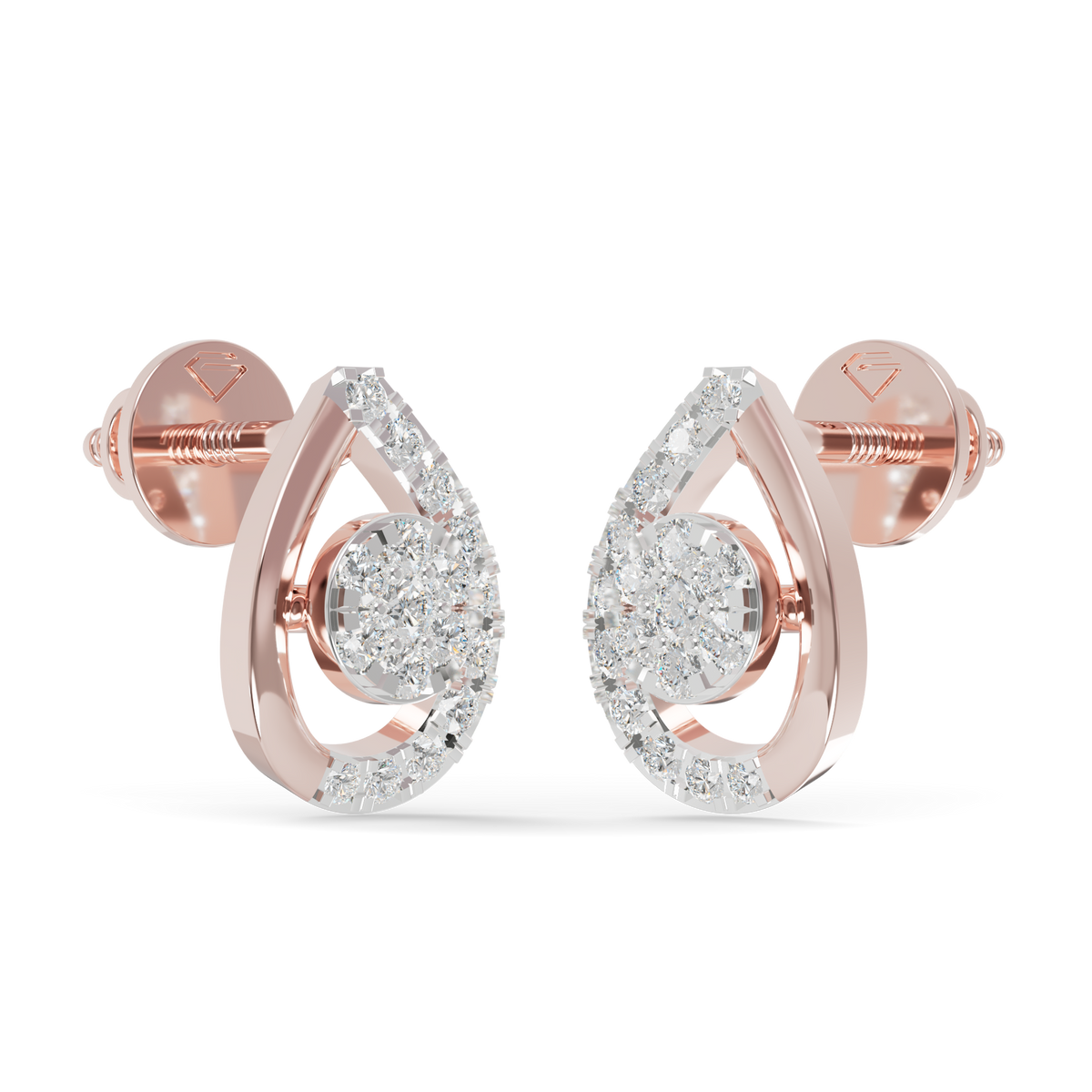 Guru Jewel's  Luminous Open-Work Pear-Shaped Frame Featuring a Sparkling Round Cluster Earrings for Her