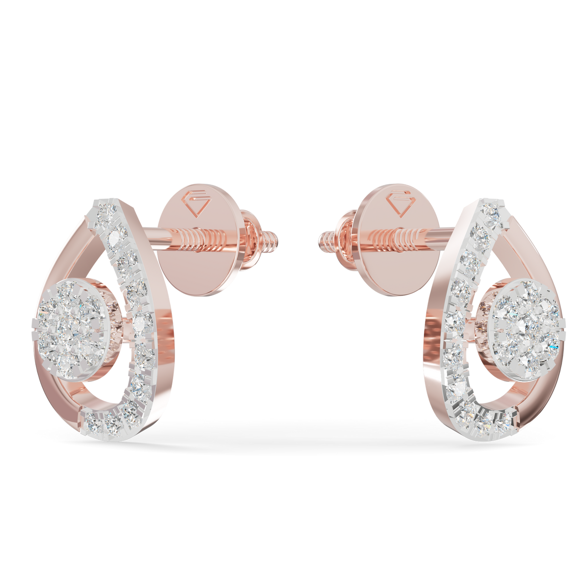 Guru Jewel's  Luminous Open-Work Pear-Shaped Frame Featuring a Sparkling Round Cluster Earrings for Her