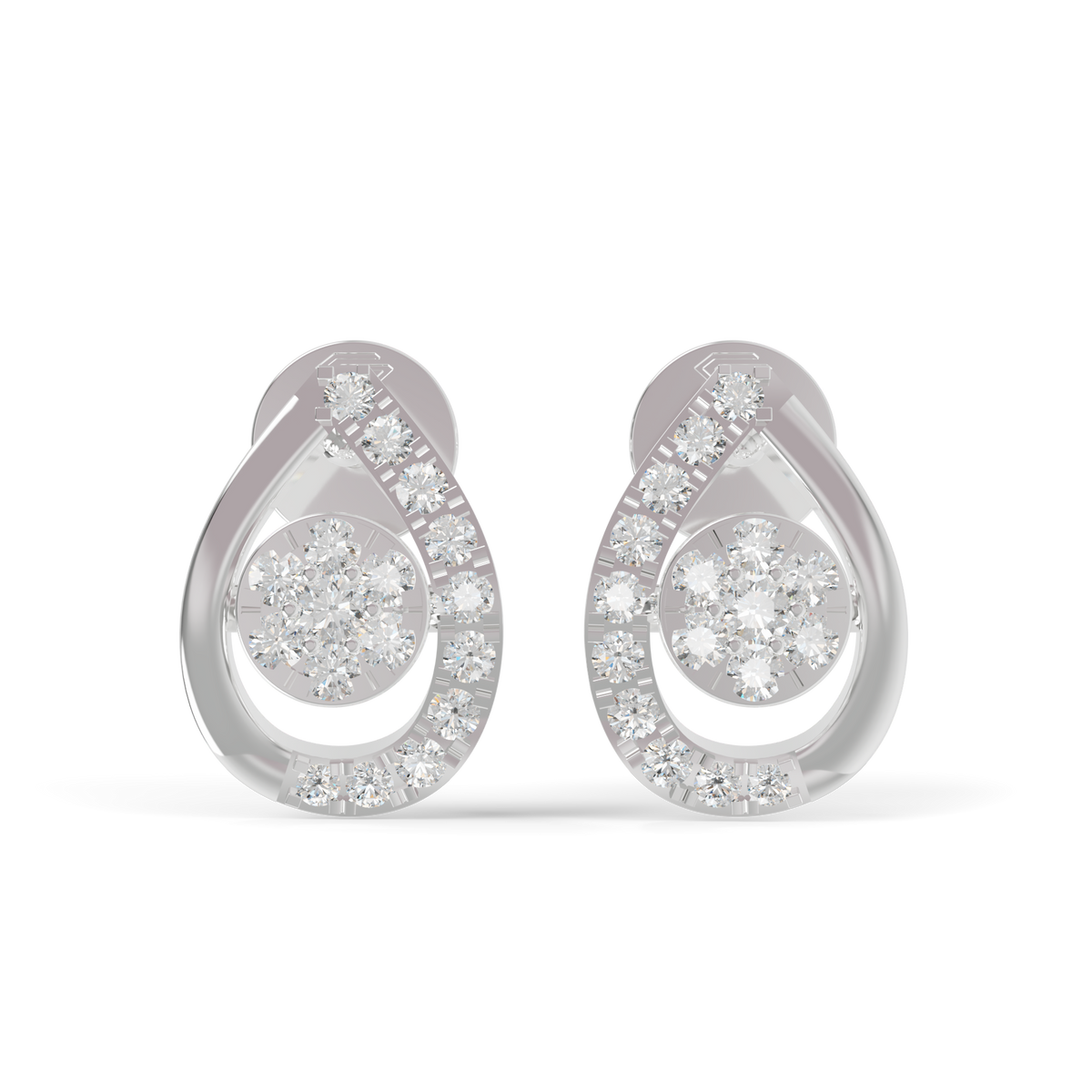 Guru Jewel's  Luminous Open-Work Pear-Shaped Frame Featuring a Sparkling Round Cluster Earrings for Her