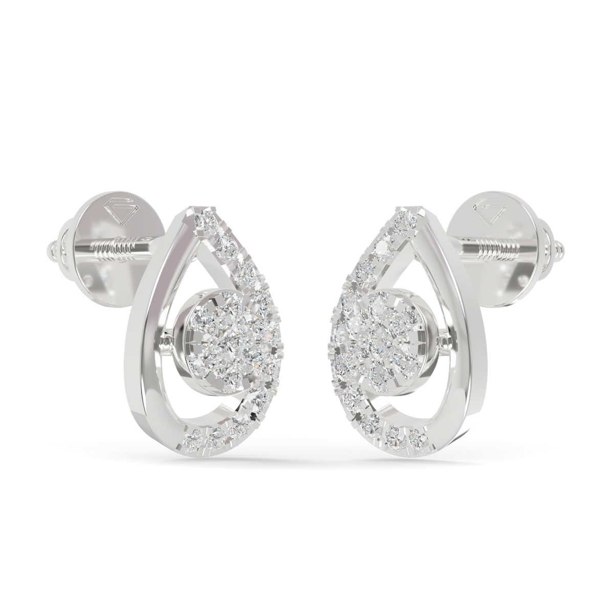 Guru Jewel's  Luminous Open-Work Pear-Shaped Frame Featuring a Sparkling Round Cluster Earrings for Her