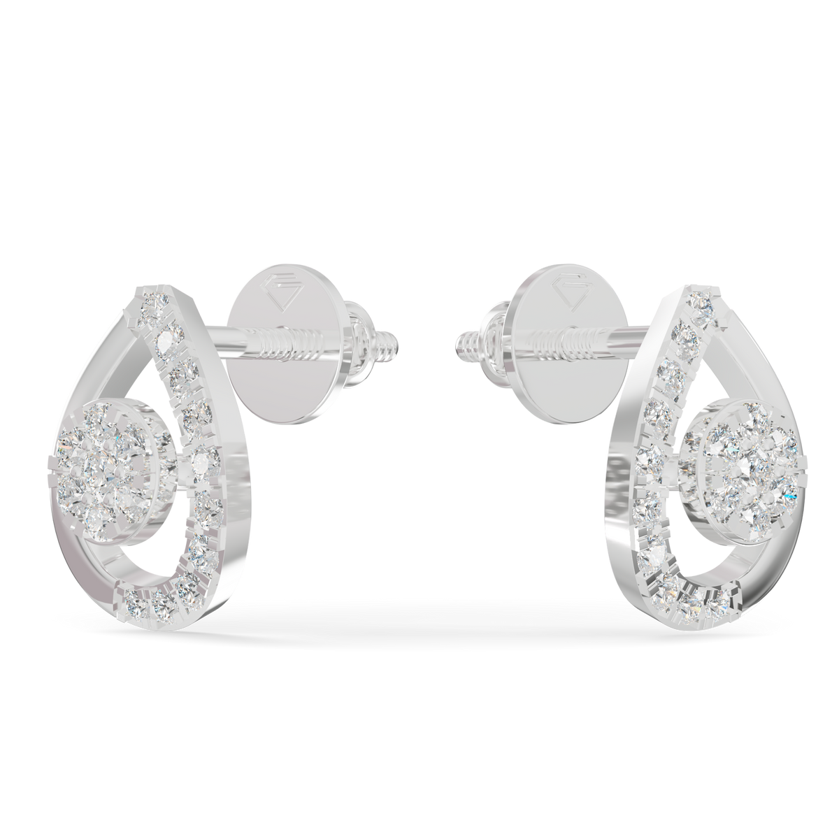 Guru Jewel's  Luminous Open-Work Pear-Shaped Frame Featuring a Sparkling Round Cluster Earrings for Her