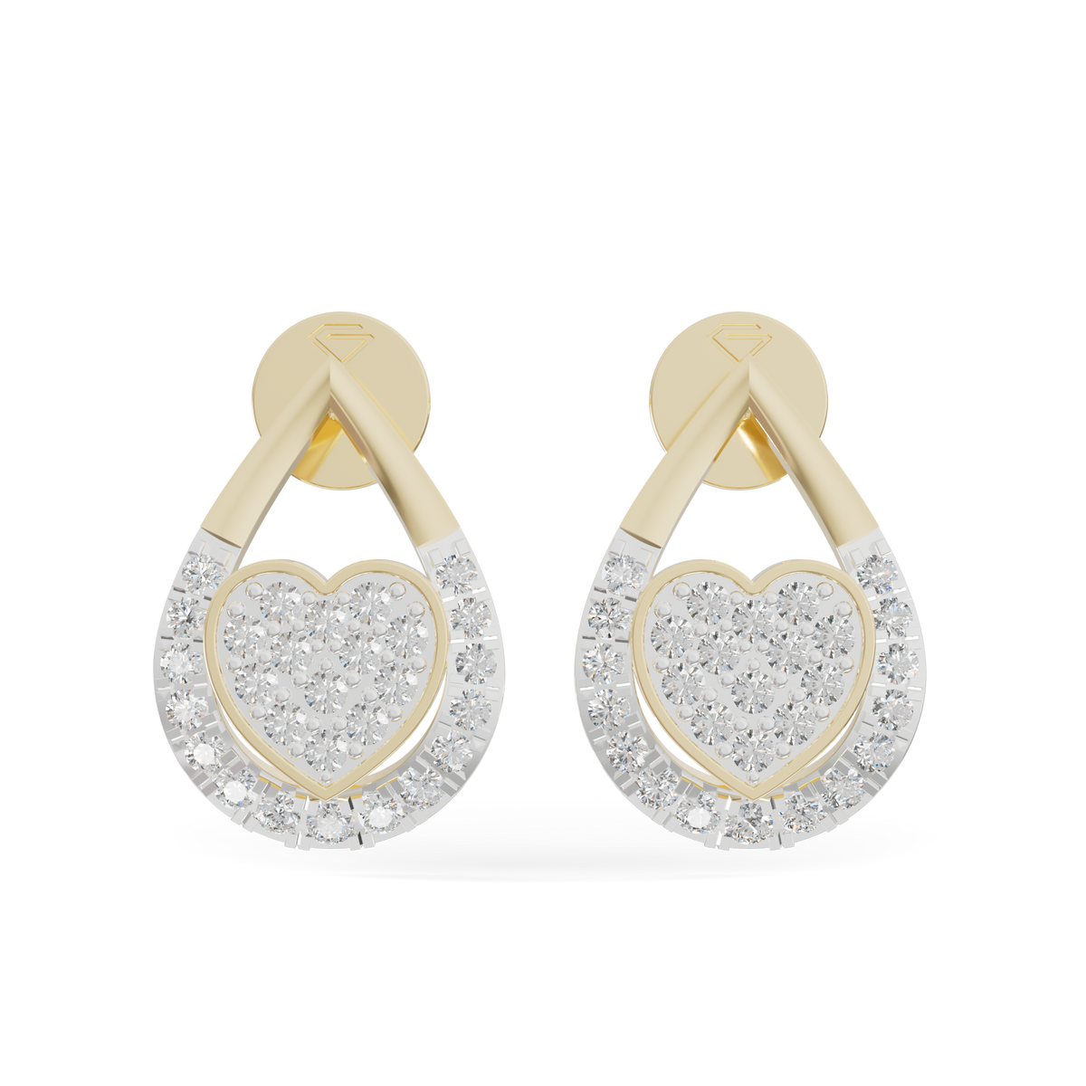 Guru Jewel's Teardrop Frame Heart Diamond Earrings for Her