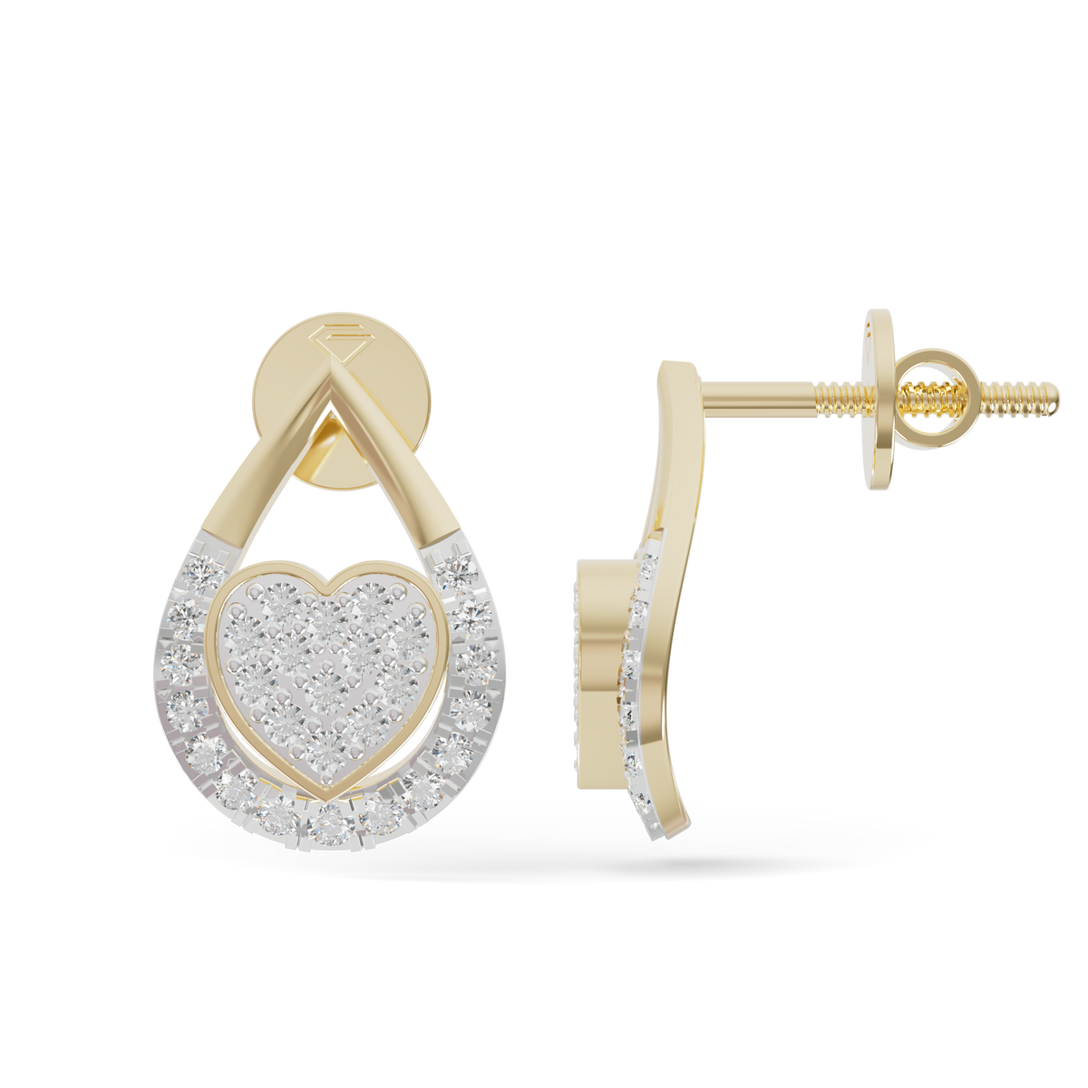 Guru Jewel's Teardrop Frame Heart Diamond Earrings for Her