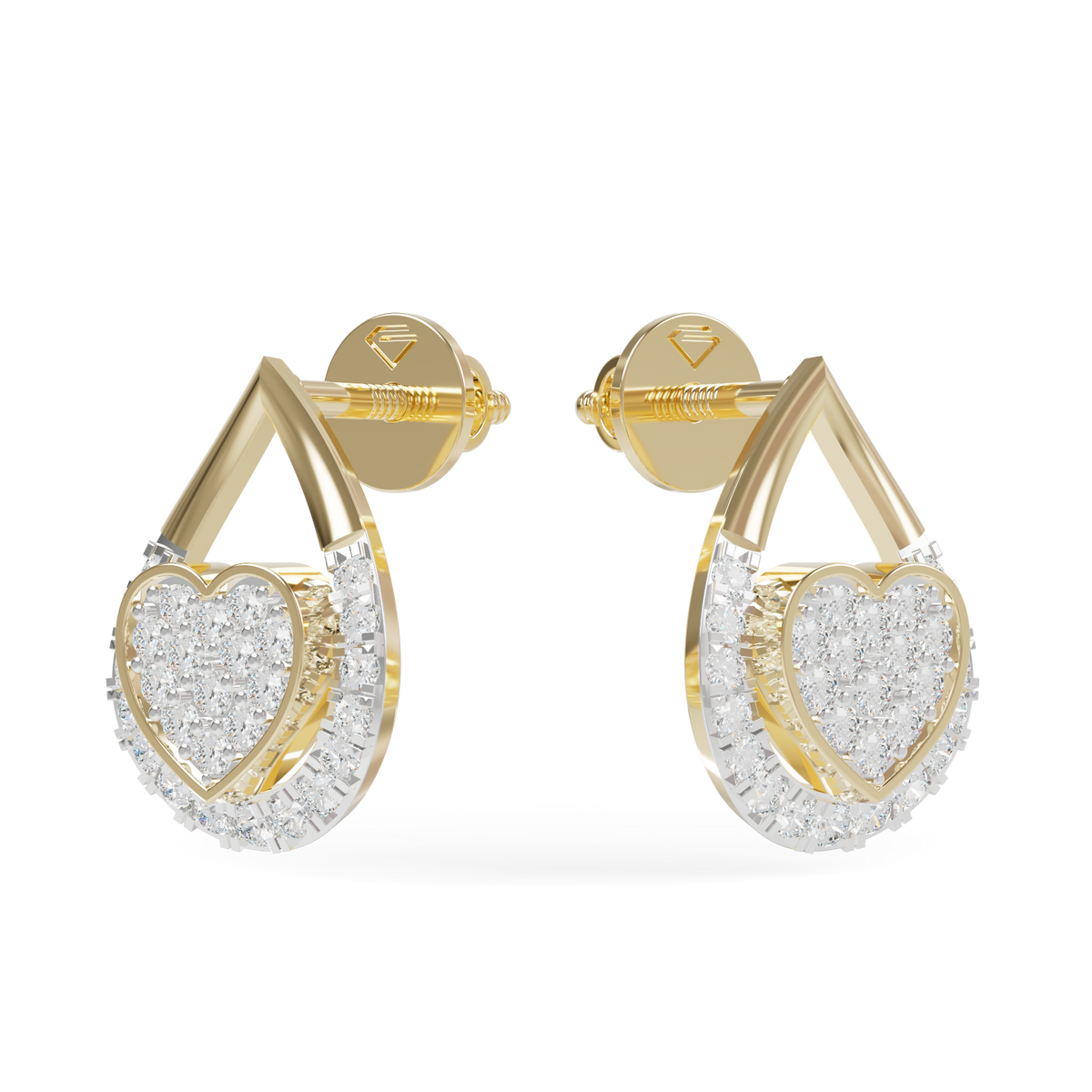 Guru Jewel's Teardrop Frame Heart Diamond Earrings for Her