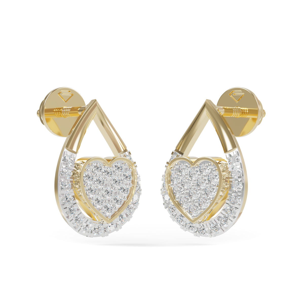 Guru Jewel's Teardrop Frame Heart Diamond Earrings for Her