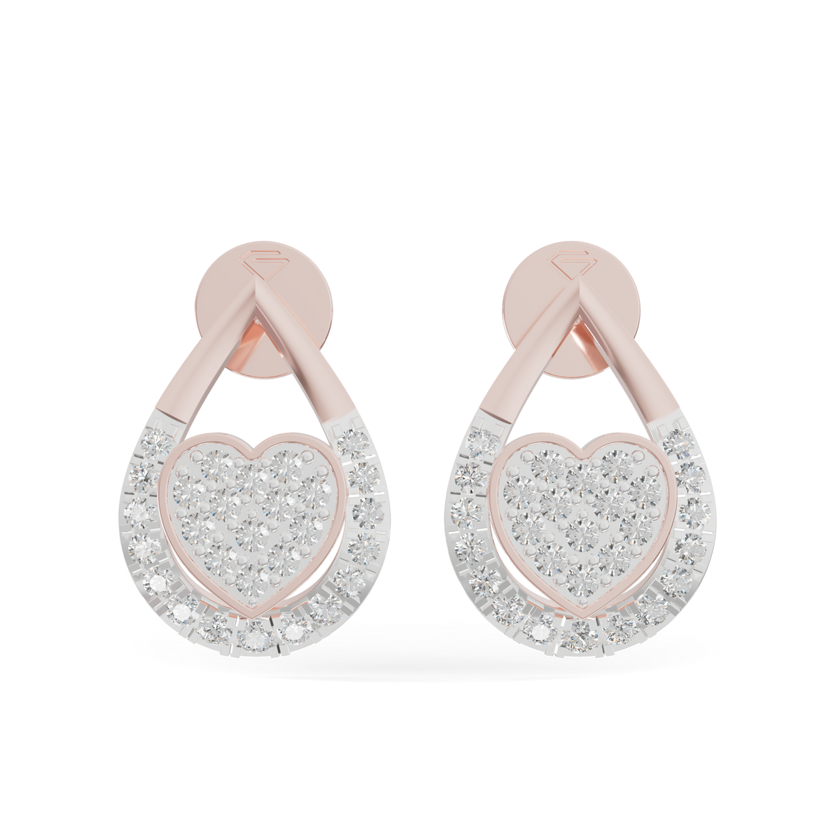 Guru Jewel's Teardrop Frame Heart Diamond Earrings for Her