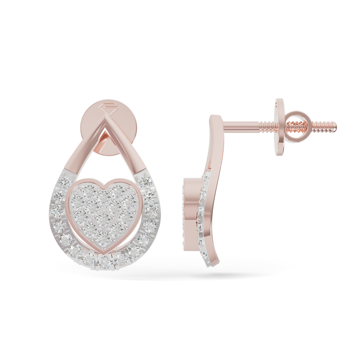 Guru Jewel's Teardrop Frame Heart Diamond Earrings for Her