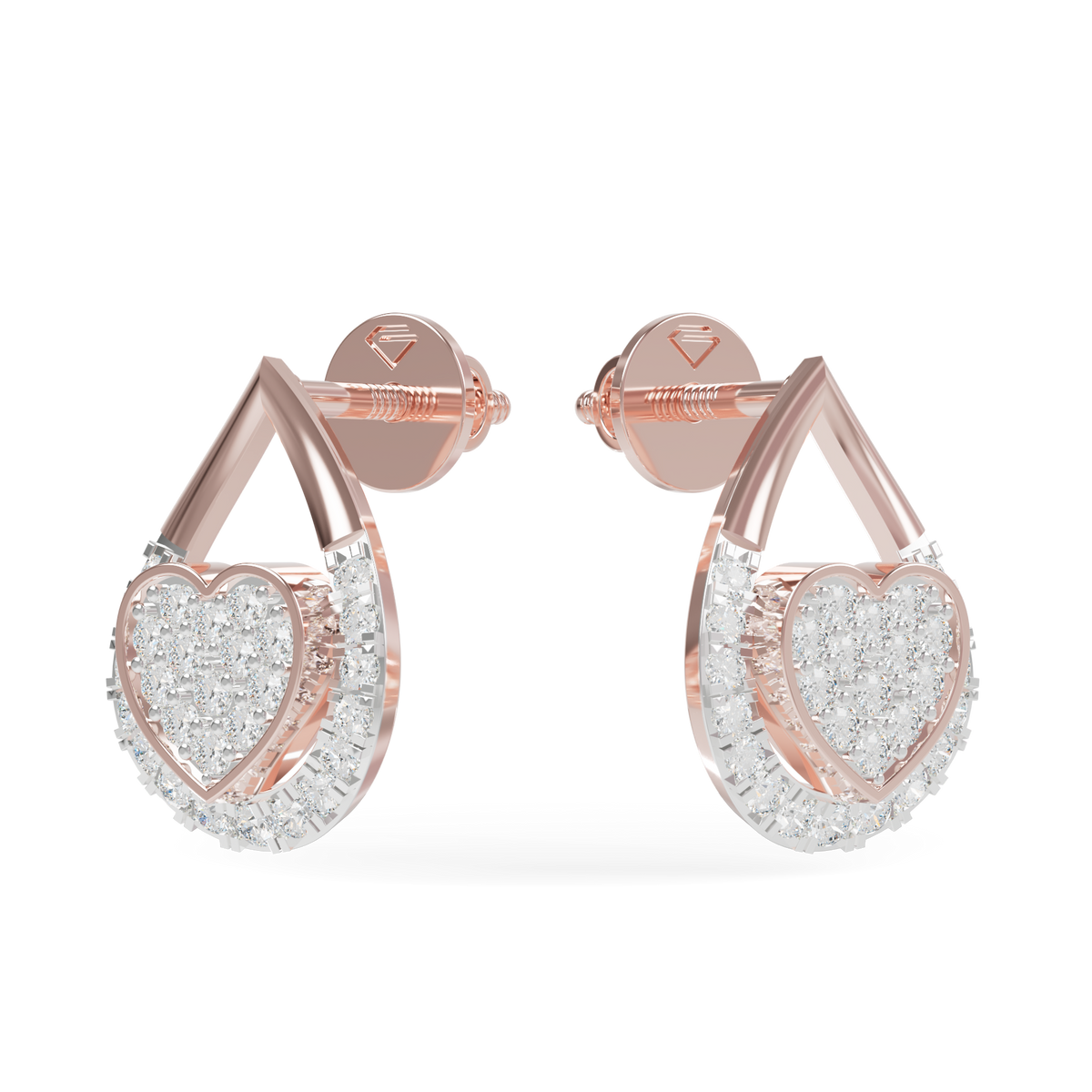 Guru Jewel's Teardrop Frame Heart Diamond Earrings for Her