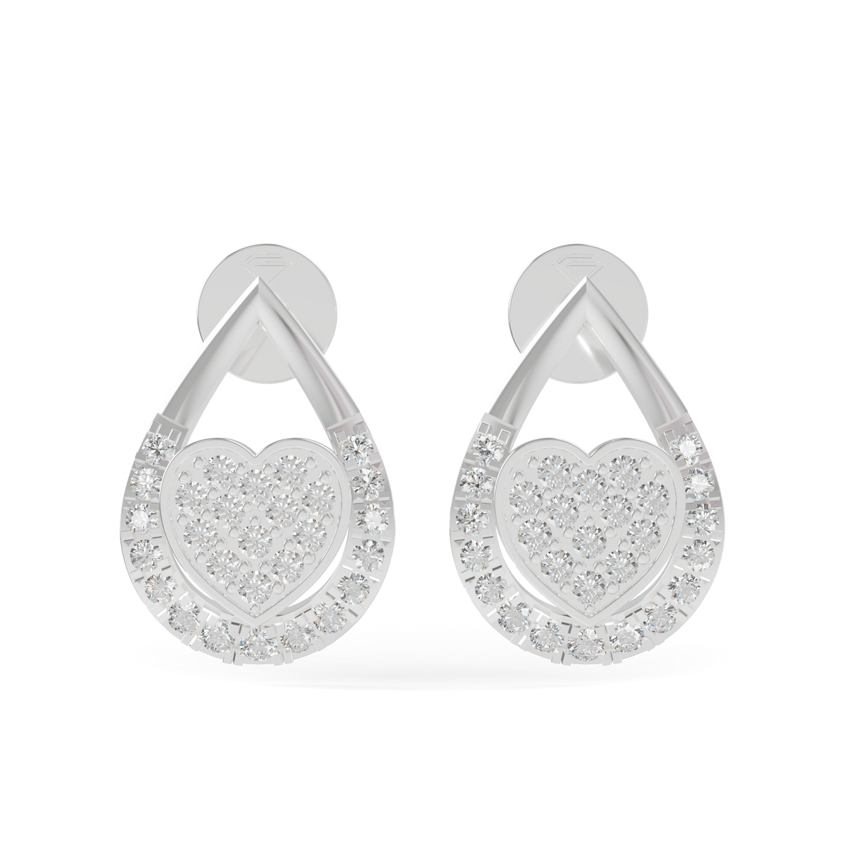 Guru Jewel's Teardrop Frame Heart Diamond Earrings for Her