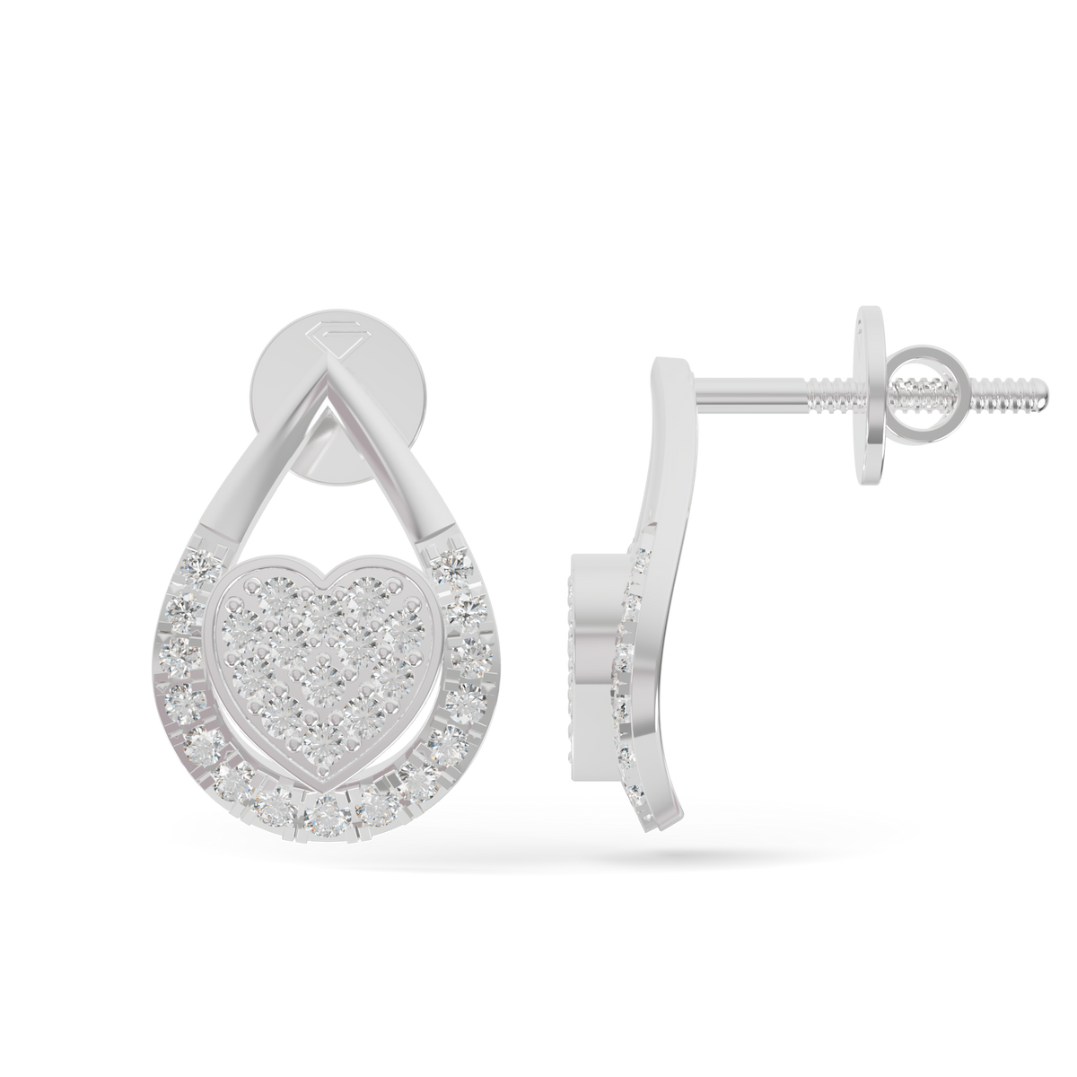 Guru Jewel's Teardrop Frame Heart Diamond Earrings for Her