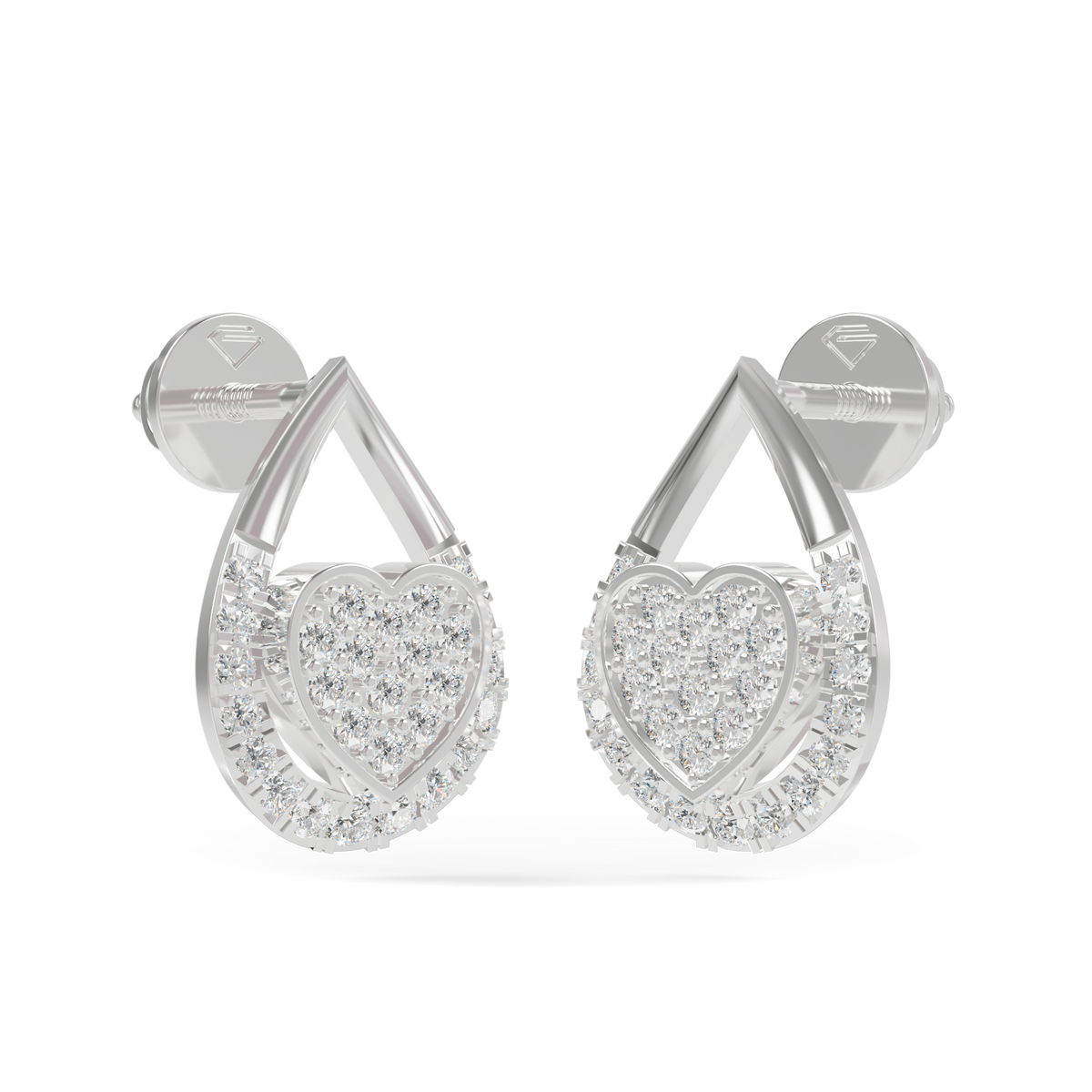 Guru Jewel's Teardrop Frame Heart Diamond Earrings for Her