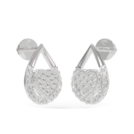 Guru Jewel's Teardrop Frame Heart Diamond Earrings for Her