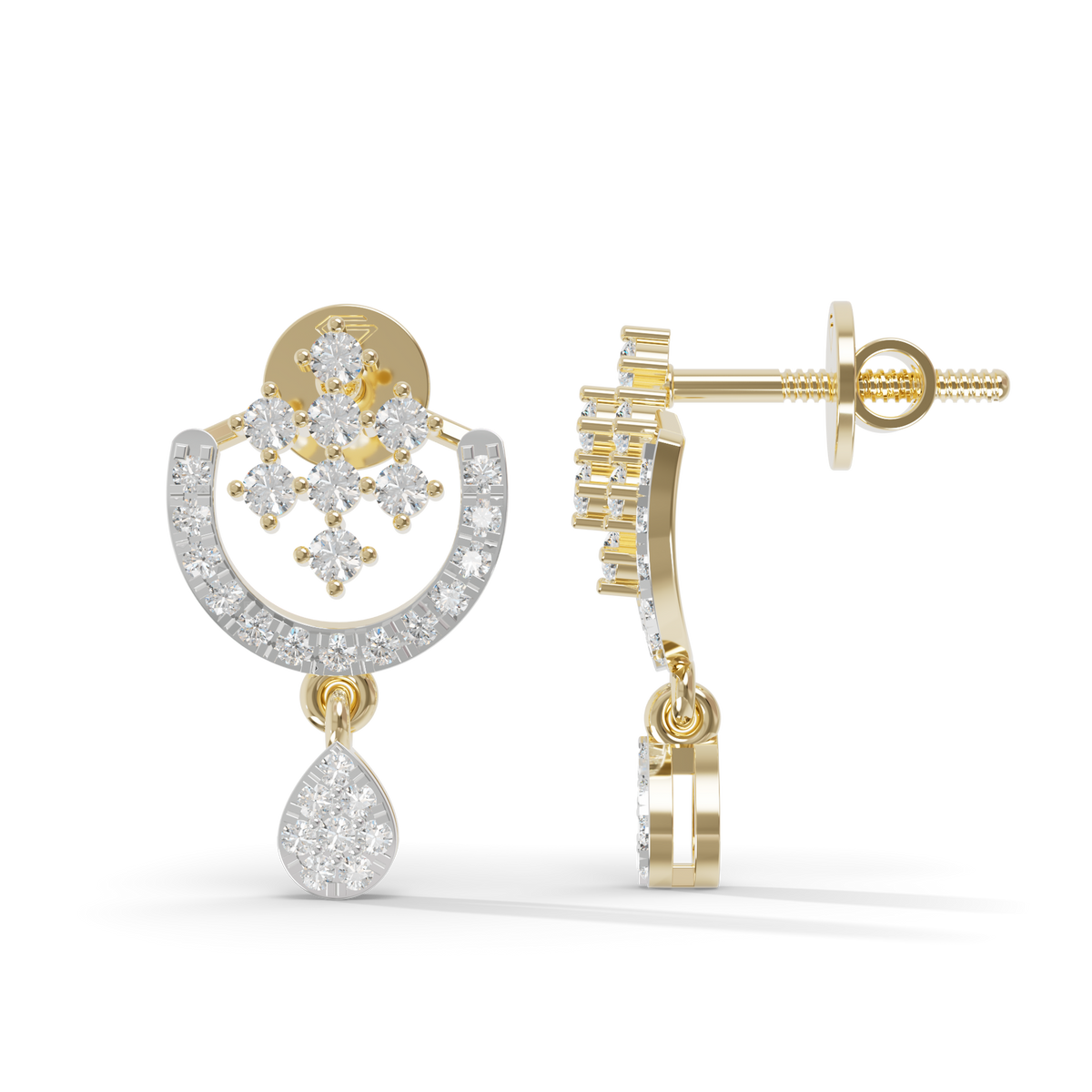 Guru Jewel's Ornate Silver Arch and Sparkle Drop Earrings for Her
