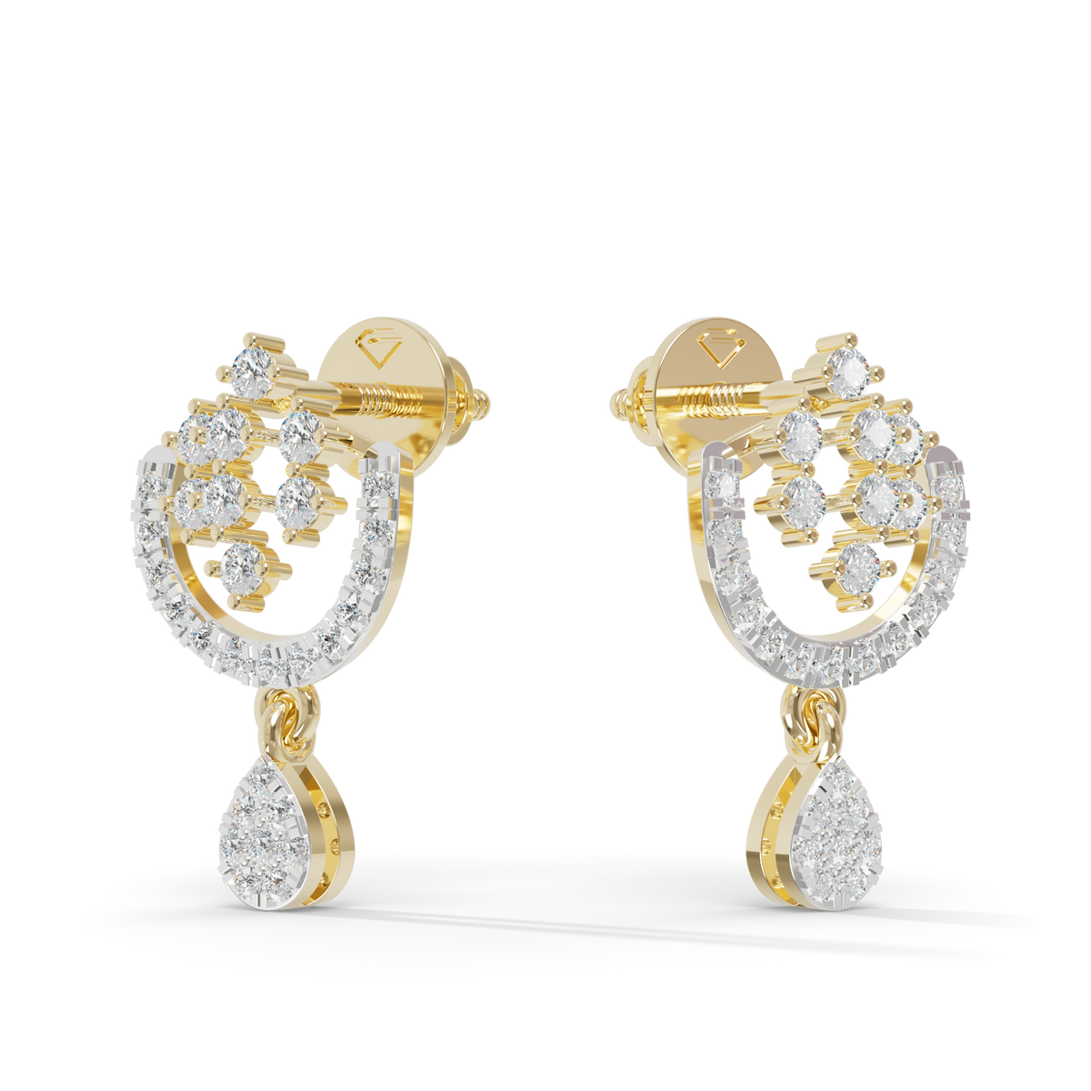 Guru Jewel's Ornate Silver Arch and Sparkle Drop Earrings for Her