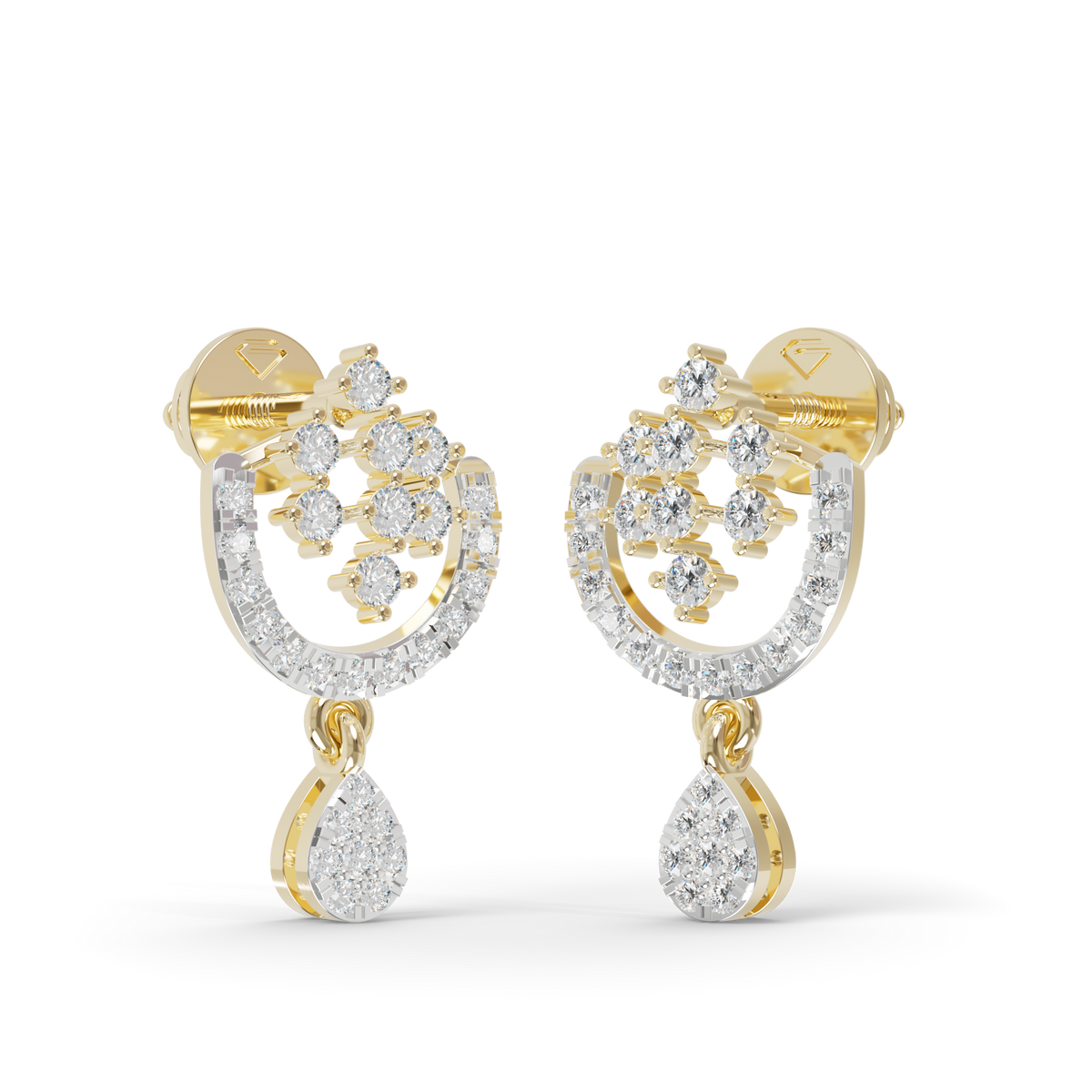 Guru Jewel's Ornate Silver Arch and Sparkle Drop Earrings for Her