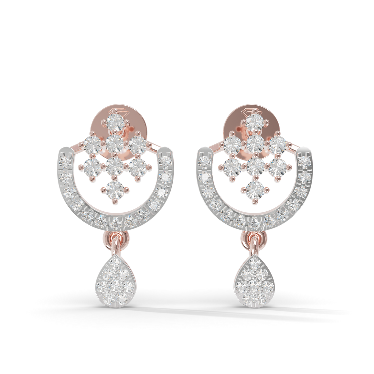 Guru Jewel's Ornate Silver Arch and Sparkle Drop Earrings for Her