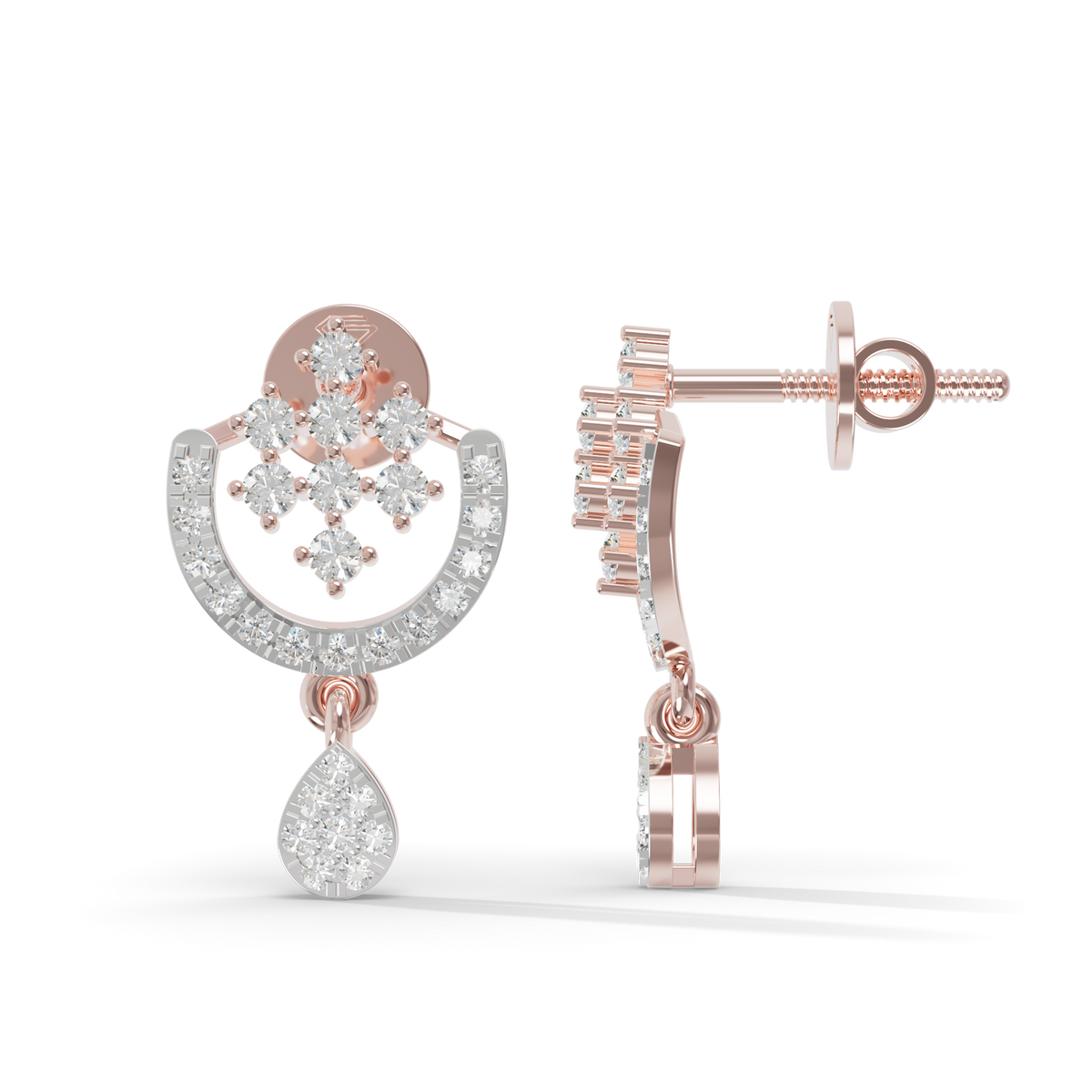 Guru Jewel's Ornate Silver Arch and Sparkle Drop Earrings for Her