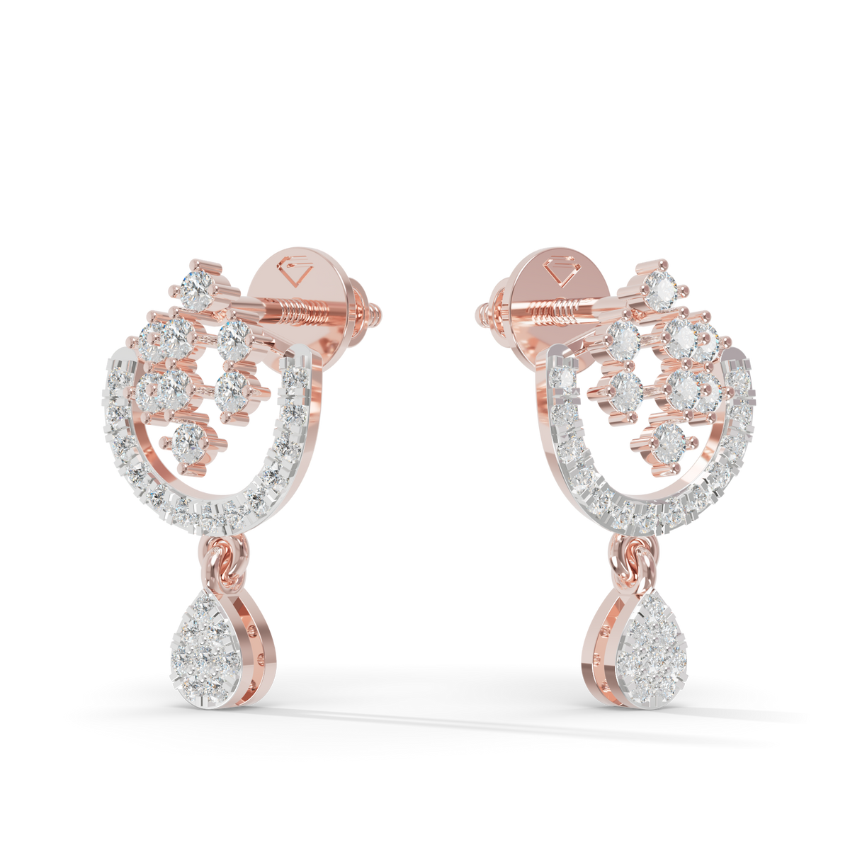 Guru Jewel's Ornate Silver Arch and Sparkle Drop Earrings for Her