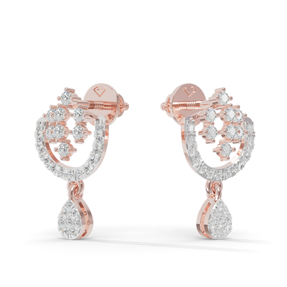 Guru Jewel's Ornate Silver Arch and Sparkle Drop Earrings for Her