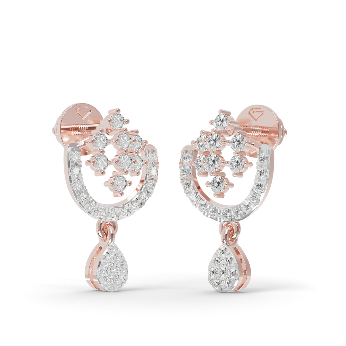 Guru Jewel's Ornate Silver Arch and Sparkle Drop Earrings for Her