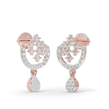 Guru Jewel's Ornate Silver Arch and Sparkle Drop Earrings for Her
