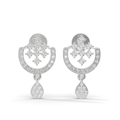 Guru Jewel's Ornate Silver Arch and Sparkle Drop Earrings for Her