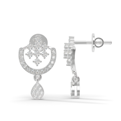 Guru Jewel's Ornate Silver Arch and Sparkle Drop Earrings for Her