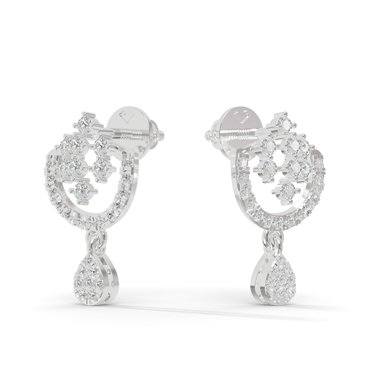 Guru Jewel's Ornate Silver Arch and Sparkle Drop Earrings for Her