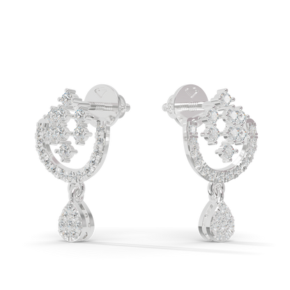 Guru Jewel's Ornate Silver Arch and Sparkle Drop Earrings for Her