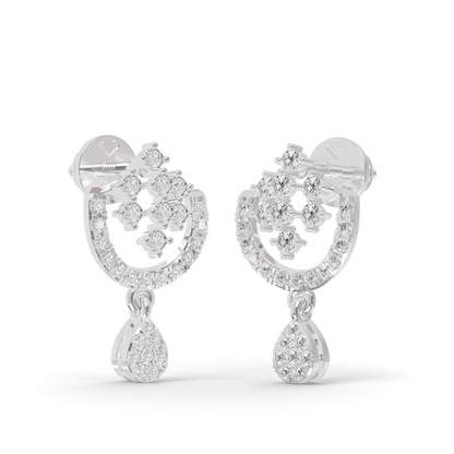 Guru Jewel's Ornate Silver Arch and Sparkle Drop Earrings for Her