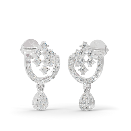 Guru Jewel's Ornate Silver Arch and Sparkle Drop Earrings for Her