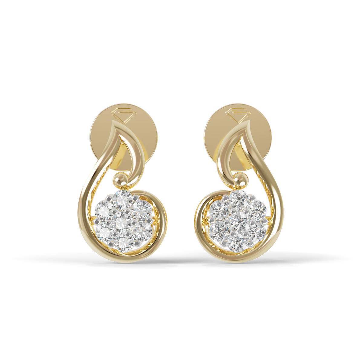 Guru Jewel's Crescent Swirl Crystal Drop Silver Earrings for Her