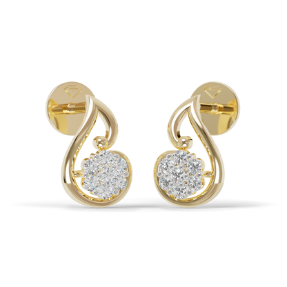 Guru Jewel's Crescent Swirl Crystal Drop Silver Earrings for Her
