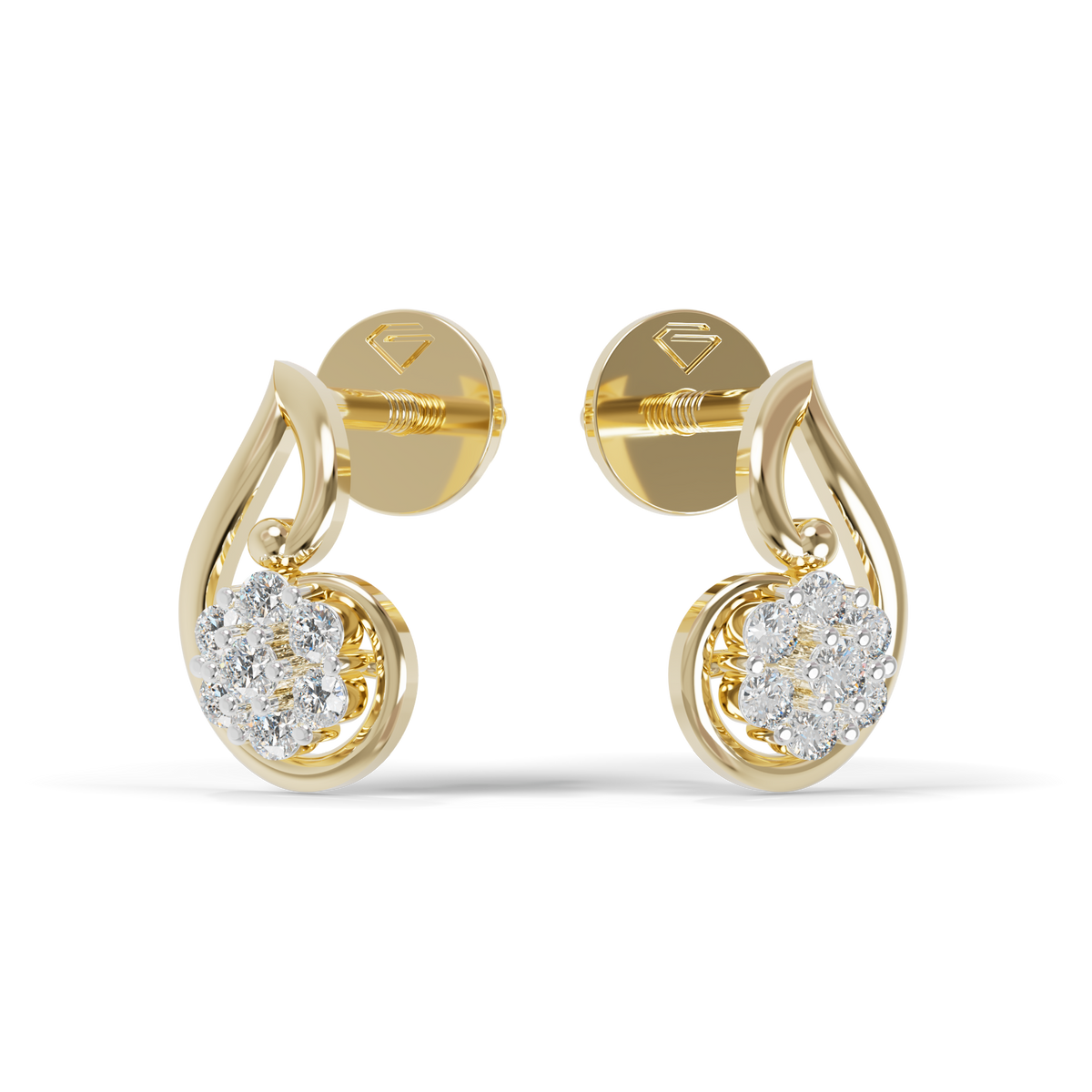 Guru Jewel's Crescent Swirl Crystal Drop Silver Earrings for Her