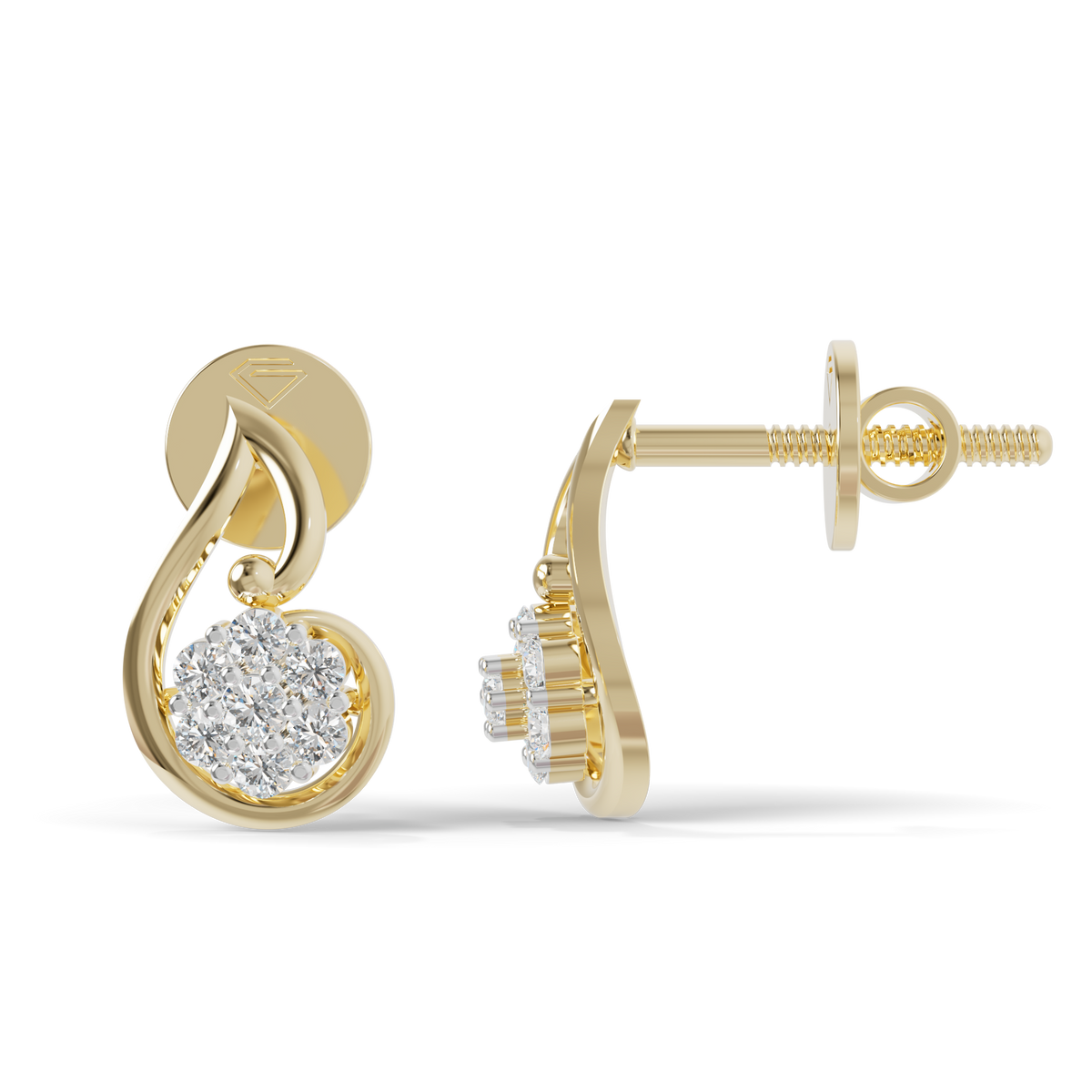 Guru Jewel's Crescent Swirl Crystal Drop Silver Earrings for Her
