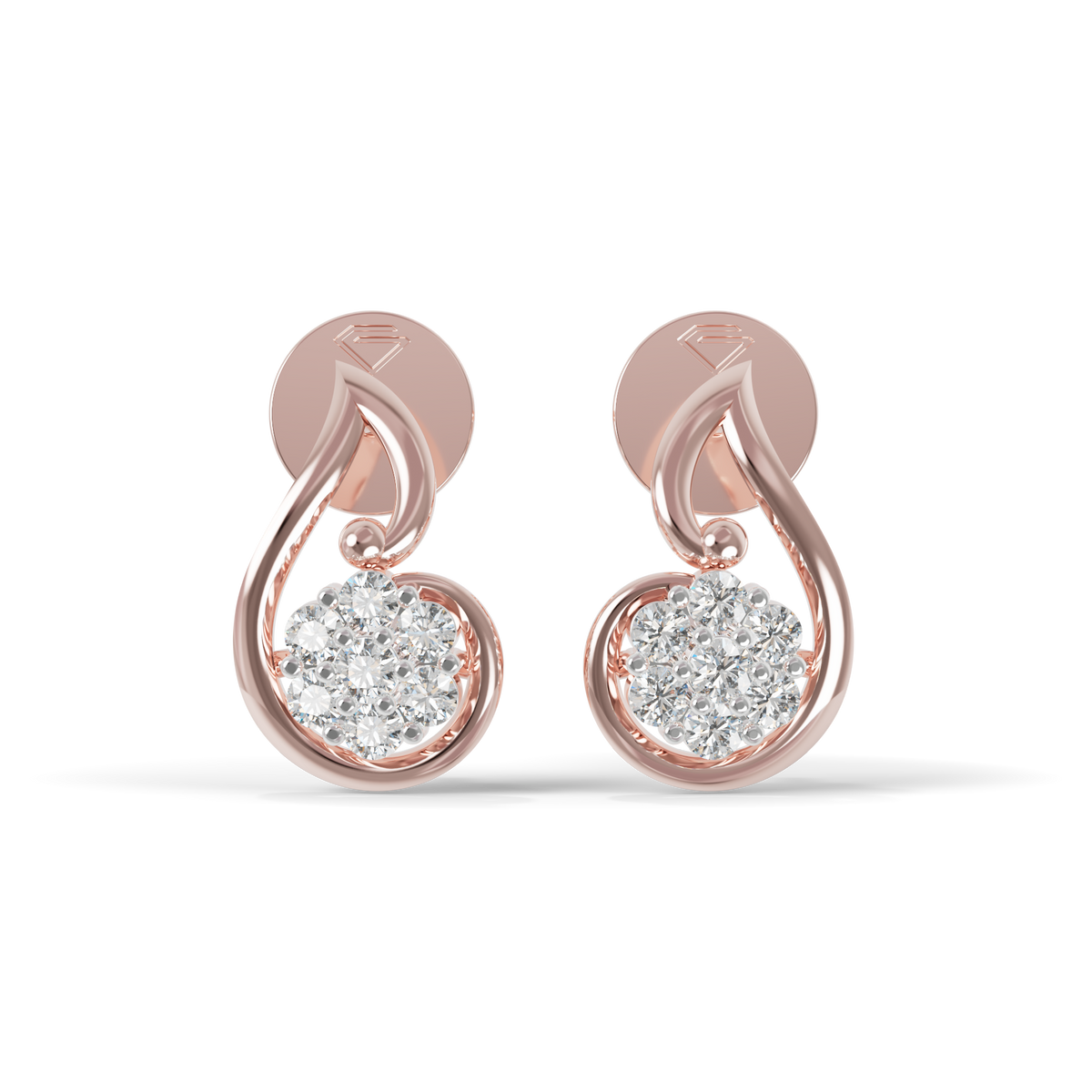 Guru Jewel's Crescent Swirl Crystal Drop Silver Earrings for Her