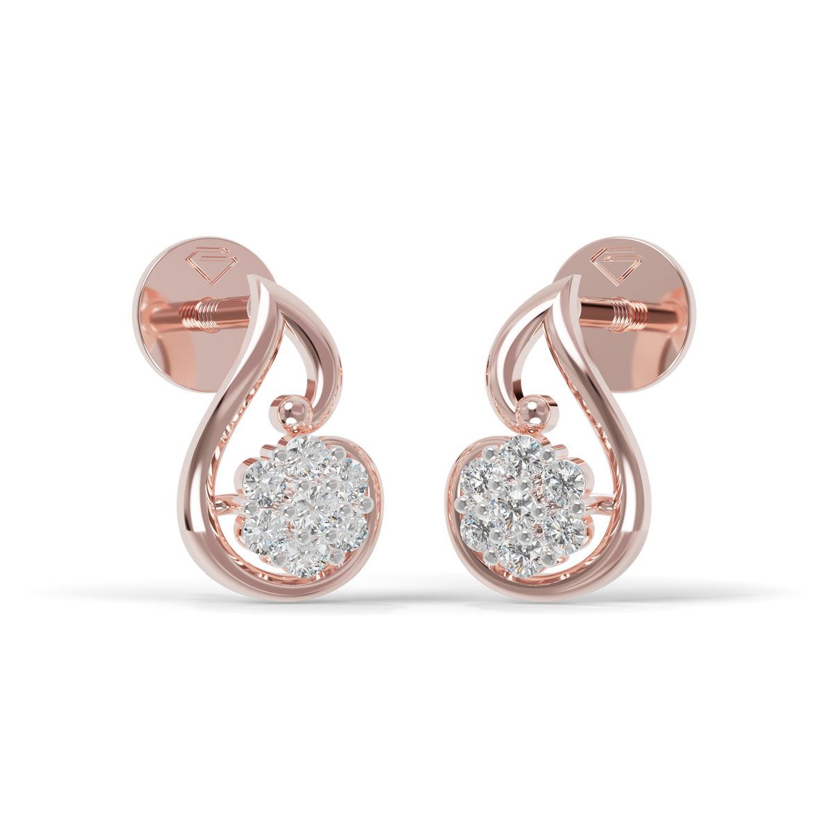 Guru Jewel's Crescent Swirl Crystal Drop Silver Earrings for Her
