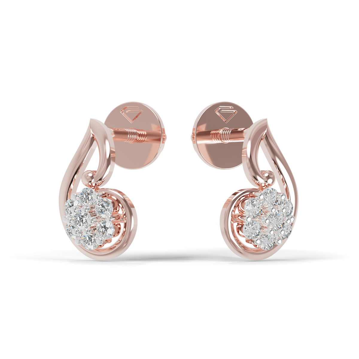 Guru Jewel's Crescent Swirl Crystal Drop Silver Earrings for Her