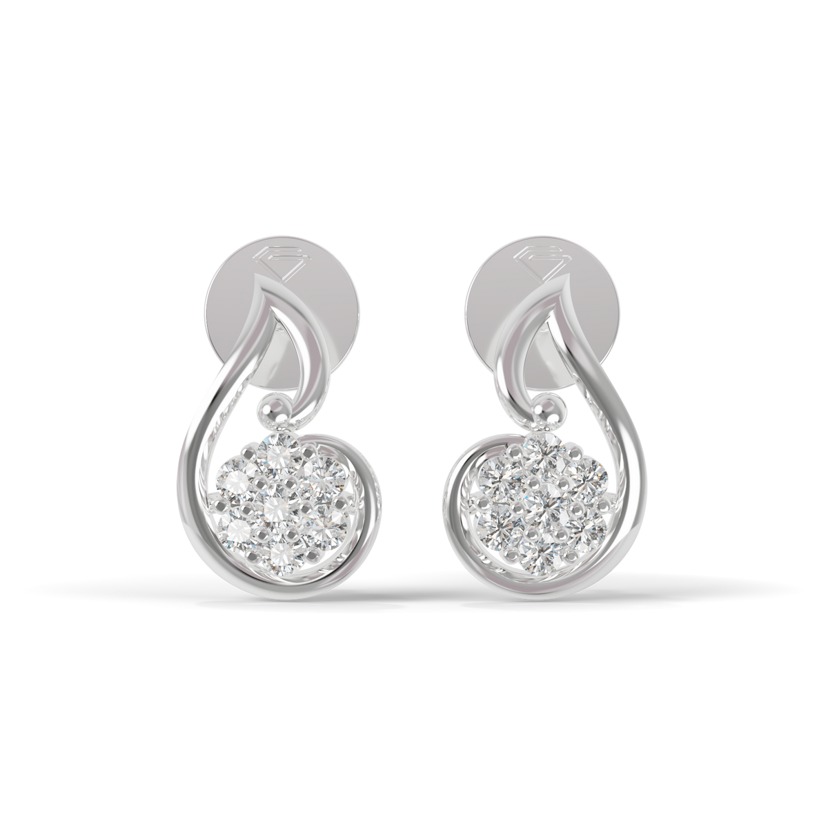 Guru Jewel's Crescent Swirl Crystal Drop Silver Earrings for Her