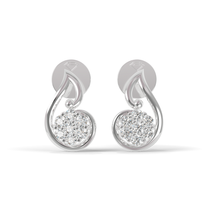 Guru Jewel's Crescent Swirl Crystal Drop Silver Earrings for Her