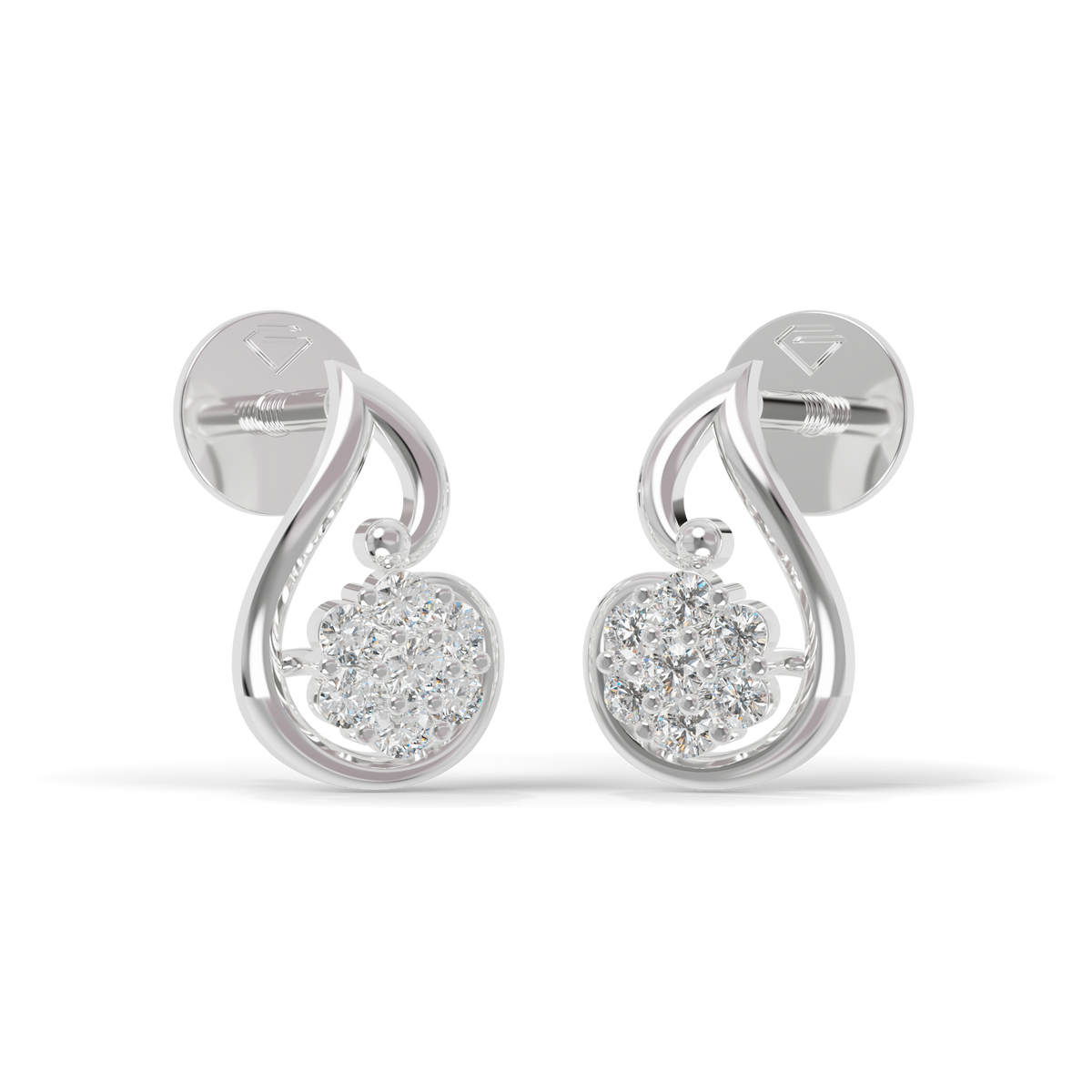 Guru Jewel's Crescent Swirl Crystal Drop Silver Earrings for Her