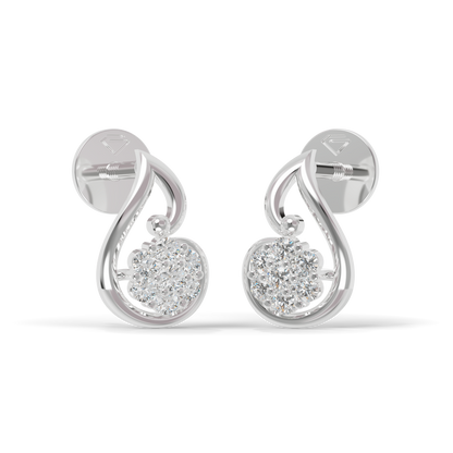 Guru Jewel's Crescent Swirl Crystal Drop Silver Earrings for Her