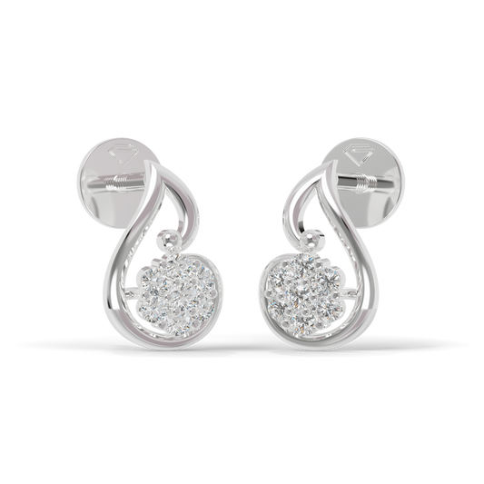 Guru Jewel's Crescent Swirl Crystal Drop Silver Earrings for Her
