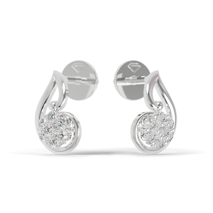 Guru Jewel's Crescent Swirl Crystal Drop Silver Earrings for Her