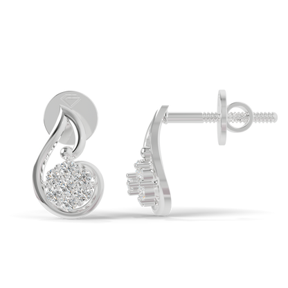 Guru Jewel's Crescent Swirl Crystal Drop Silver Earrings for Her