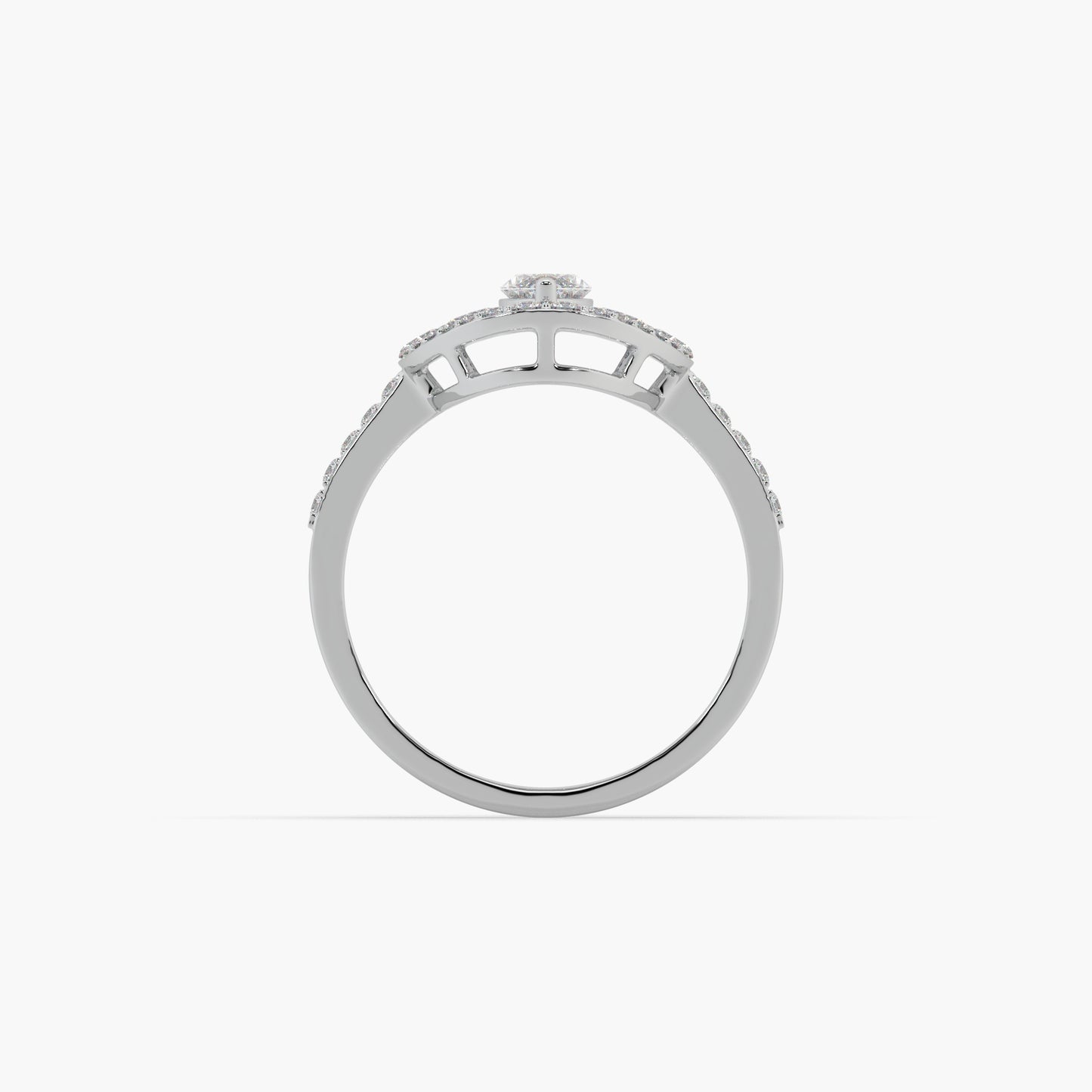 Guru Jewel's Round And Fancy Marquise Diamond Studded Silver Ring For Her