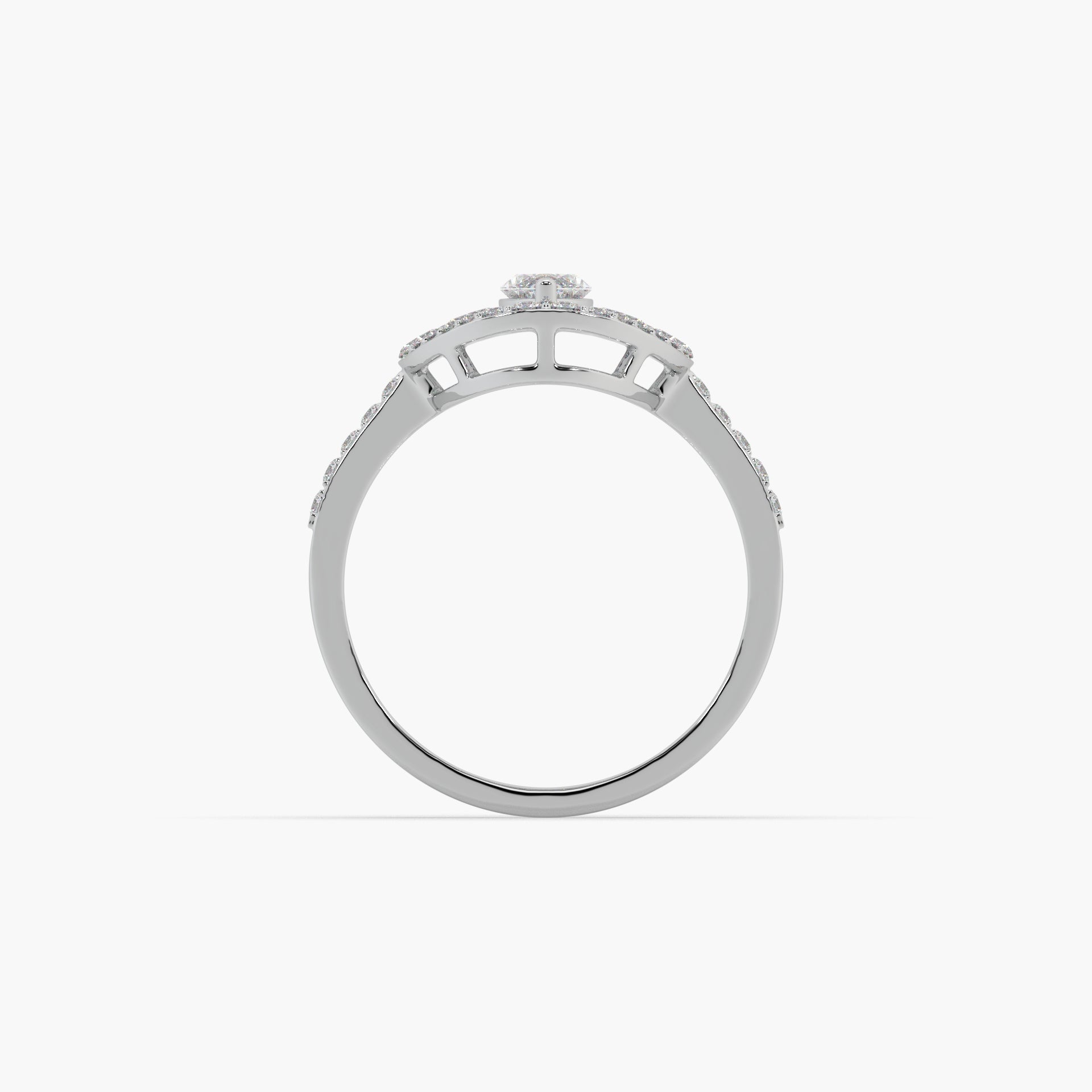 Guru Jewel's Round And Fancy Marquise Diamond Studded Silver Ring For Her